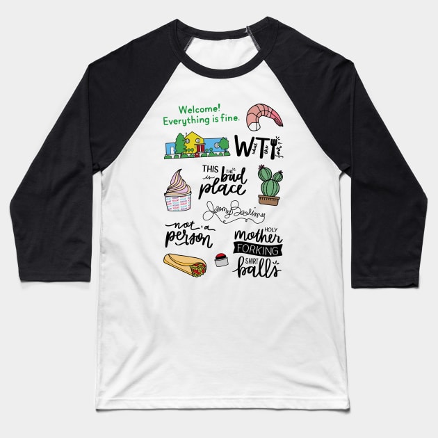 The Good Place TV Show Art Baseball T-Shirt by lettersofjoy